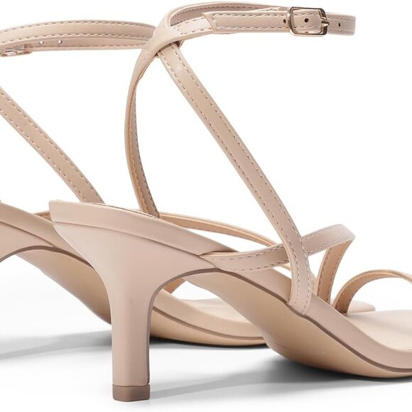 Women's Faux Leather Square Toe Heels 2.56-Inch Stiletto Buckle Strap - Picture 4 of 7